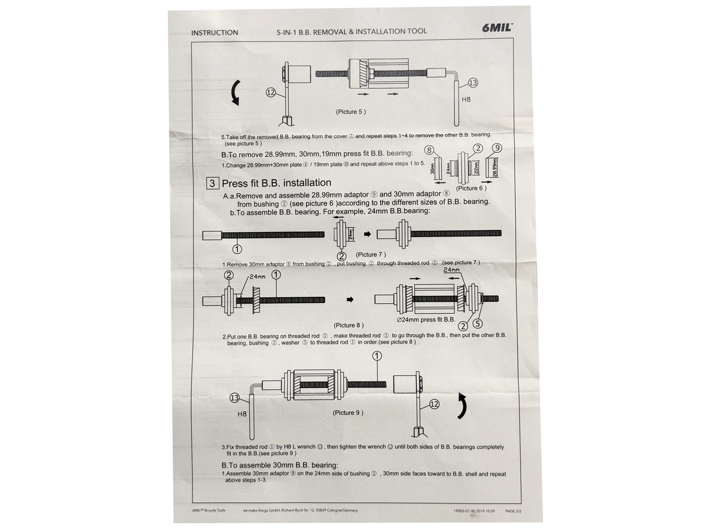6MIL BT-01 BB Installation/Removal Tool