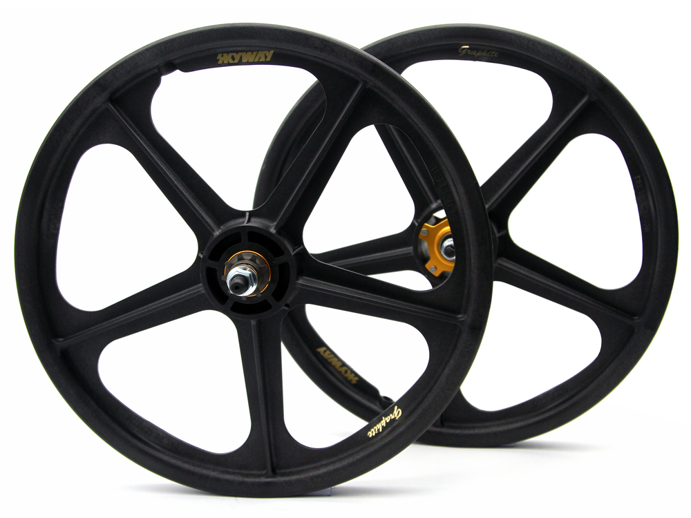 SKYWAY TUFF Graphite Gold 9T Rivet 20" Wheel Set