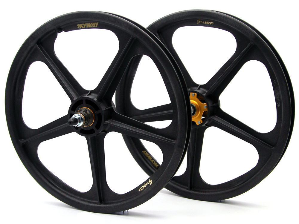 SKYWAY TUFF Graphite Gold 9T Rivet 20" Wheel Set
