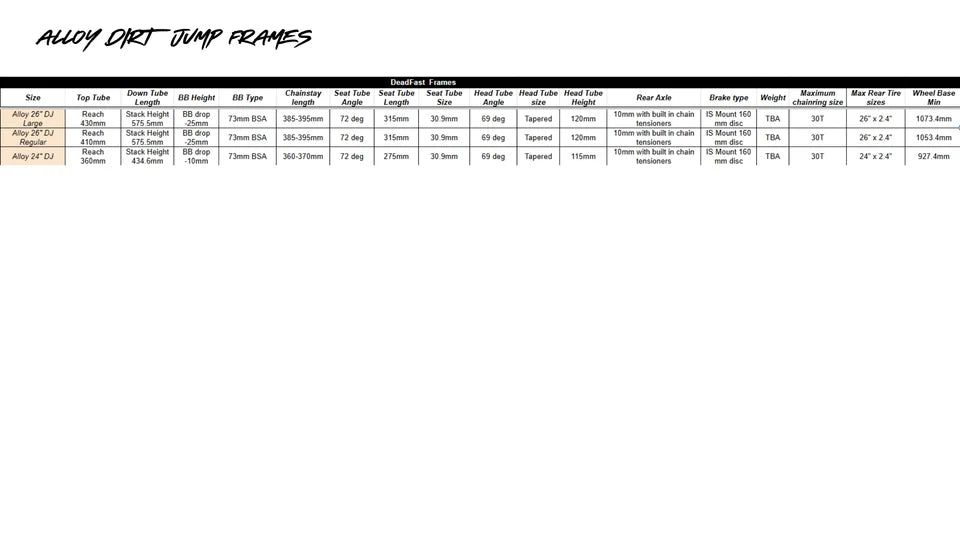 DEADFAST Alloy Dirt Jumper Frame